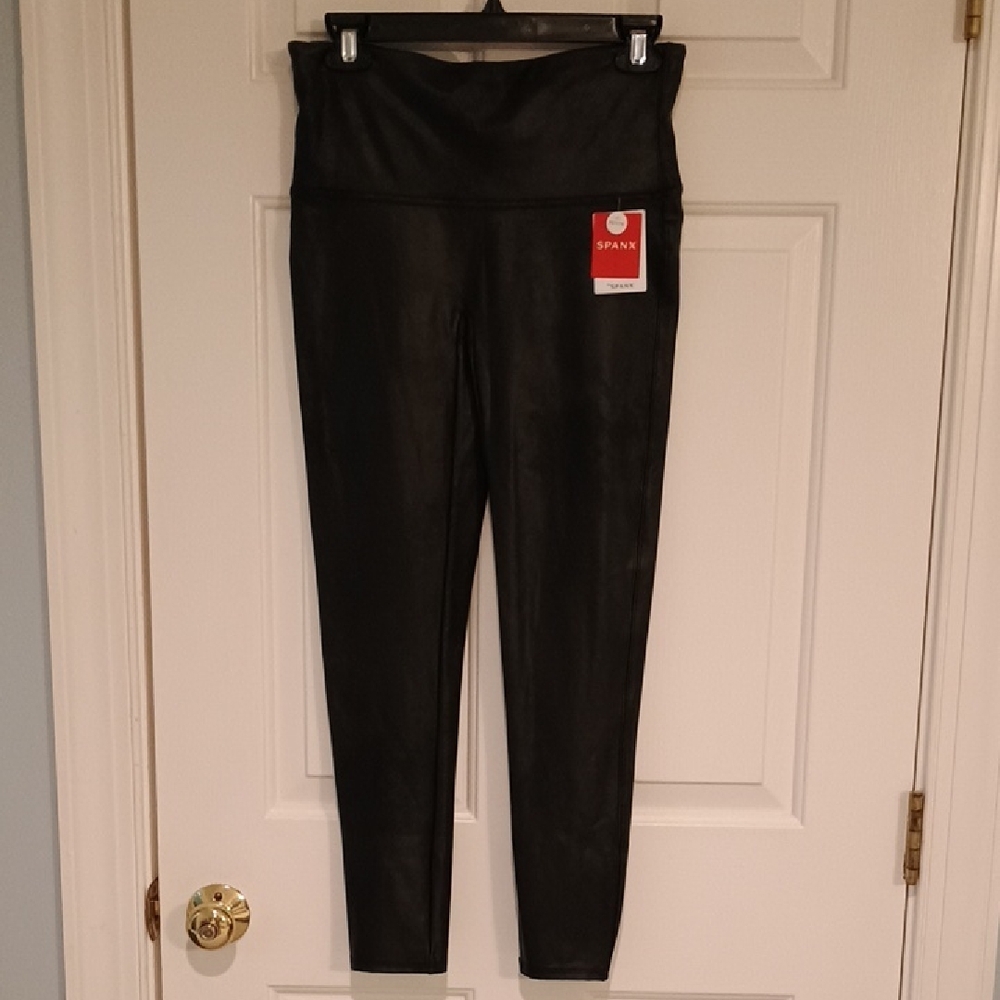 SPANX Black Faux-Leather High Waist Leggings